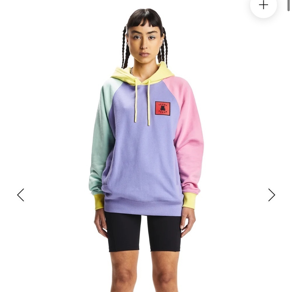Teddy Fresh Color Block Hoodie 2.0 Pastel Y2K fashion Women Medium